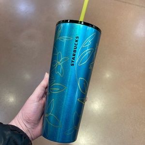 Starbucks Venti Shimmer Abstract Floral SS Tumbler